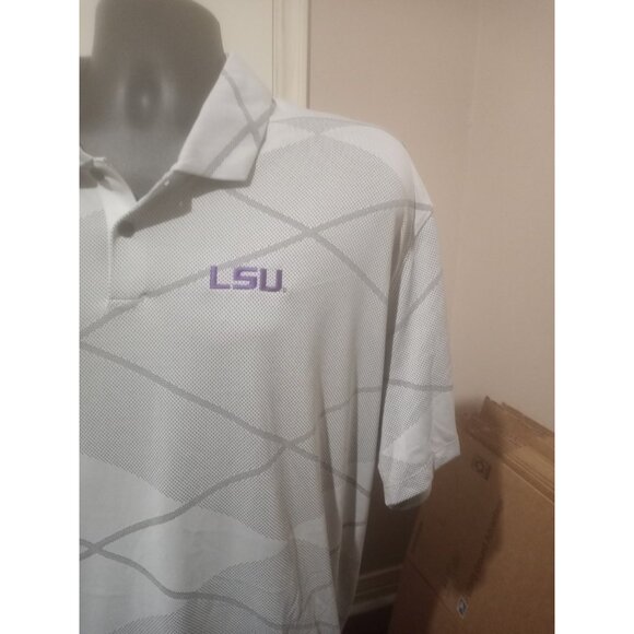 LSU Tigers Polo Shirt Men 2XL Gray Nike Golf Football Dri Fit Collar - Picture 5 of 13